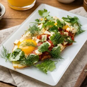 Шакшука с брынзой и печеным перцем